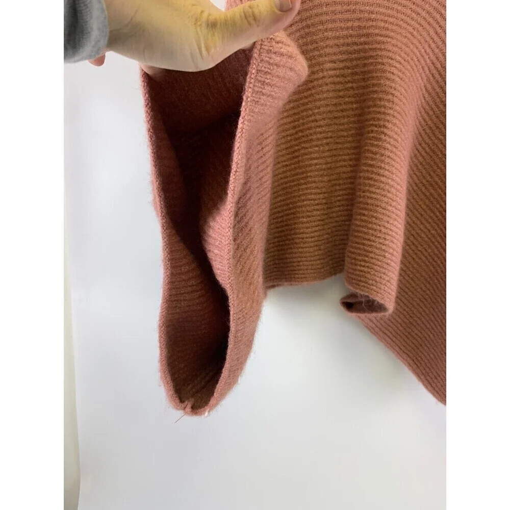 Coco And Carmen Cropped Sweater Poncho Dusty Pink Pullover Ribbed Crew One Size‎